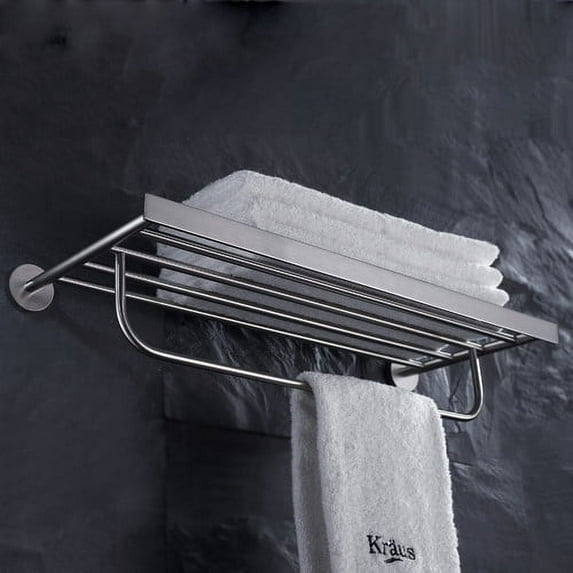 Bathroom Accessories - Bath Towel Rack with Towel Bar in Brushed Nickel - Brushed nickel