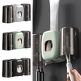 thumbnail image 1 of Bathroom Accessories Toothbrush Holders Wall Mounted Toothpaste Dispenser for Kids Hanging Adhesive Automatic Toothbrush Holders Bathroom Decor with Toothpaste Dispenser 2 Cups Grey A Set, 1 of 7
