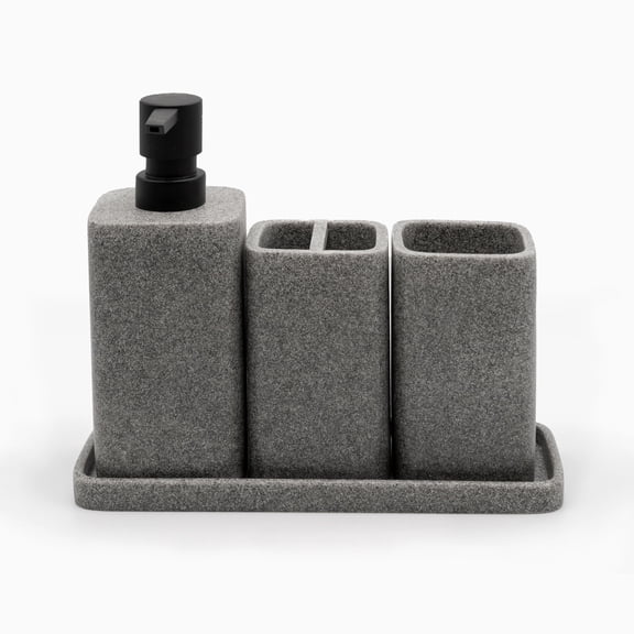 Bathroom Accessories Complete Set Vanity Countertop Accessory Set, Includes Lotion Dispenser Soap Pump, Tumbler, Toothbrush Holder and Tray