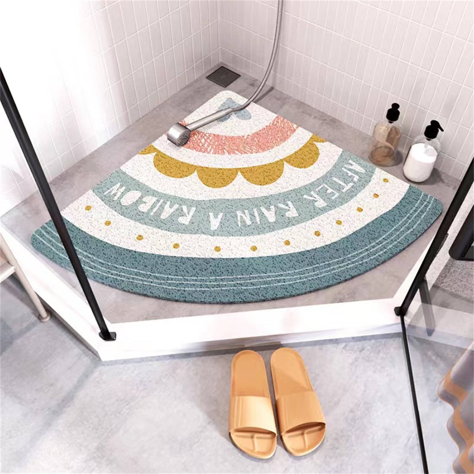 Bathroom Accessories,Corner Shower Mat Non Slip Bath Mat PVC Loofah ...
