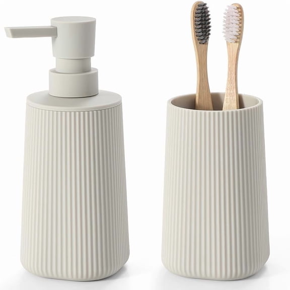 Bathroom Accessories Plastic Soap Dispenser and Toothbrush Holder for Modern Bathroom Decor