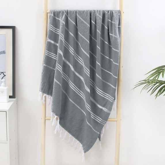 Bathroom Accessories, Polyester Turkish Beach Towel 90x180 With Tassel Woven Fringe Absorbent Adult Bath Towel Suitable For Beach Bath Towel Or Shawl, Family Gifts