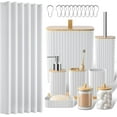 thumbnail image 1 of Bathroom Accessories Set - 22PCS Bathroom Set with Shower Curtain, Trash Can, Toilet Brush Holder Set & Soap Dispenser – Stylish & Functional Bath Decor for Home, Apartment, White, 1 of 18