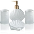 thumbnail image 1 of Bathroom Accessories Set, 4 Pcs Beach Starfish Ensemble Sets Ceramic Bathroom Counter Sets Includs Soap Dispenser Soap Dish & 2 Gargle Cup, Creative Bathroom Kit for Home Office Hotel, 1 of 7