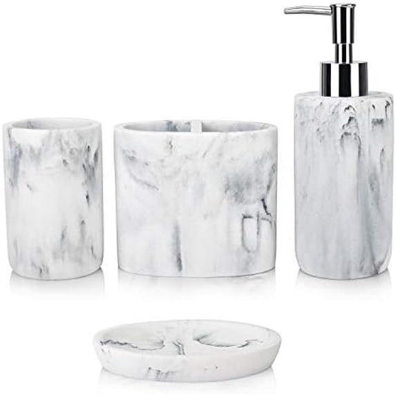 Bathroom Accessories Set,4 Pieces Marble Bathroom Vanity Countertop ...