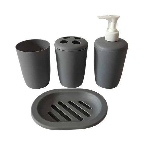 Bathroom Accessories Set, 6 PCS Bathroom Accessory Sets with Soap Dispenser, Toothbrush Holder, Tumbler, Soap Dish, Bathroom Countertop Organizer, Sea Bathroom Decor (Gray)