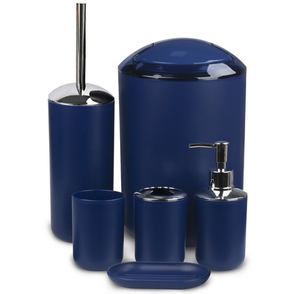 CERBIOR 6-Piece Plastic Bathroom Accessories Set, Blue