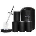 thumbnail image 1 of Bathroom Accessories Set 6 Piece Bath Ensemble with Smooth Surface Includes Soap Dispenser, Toothbrush Holder, Toothbrush Cup, Soap Dish for Decorative Countertop and Housewarming Gift, Black Thread, 1 of 6