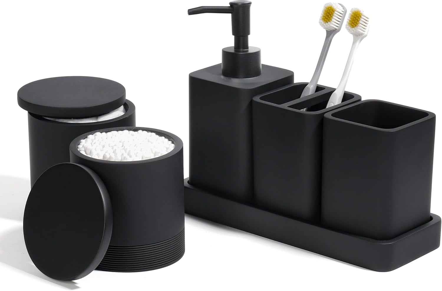 Bathroom Accessories Set, 6 Piece Bathroom Set with Toothbrush Holders, Soap Dispenser, Vanity ...
