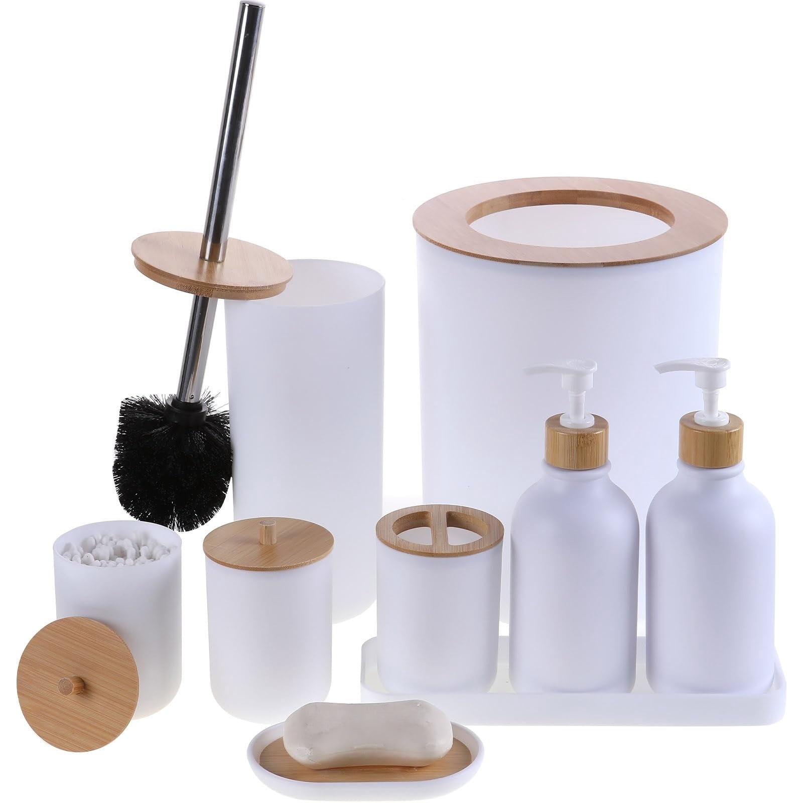 Bathroom Accessories Set 9PCS,Bamboo Bathroom Accessories Sets Complete ...