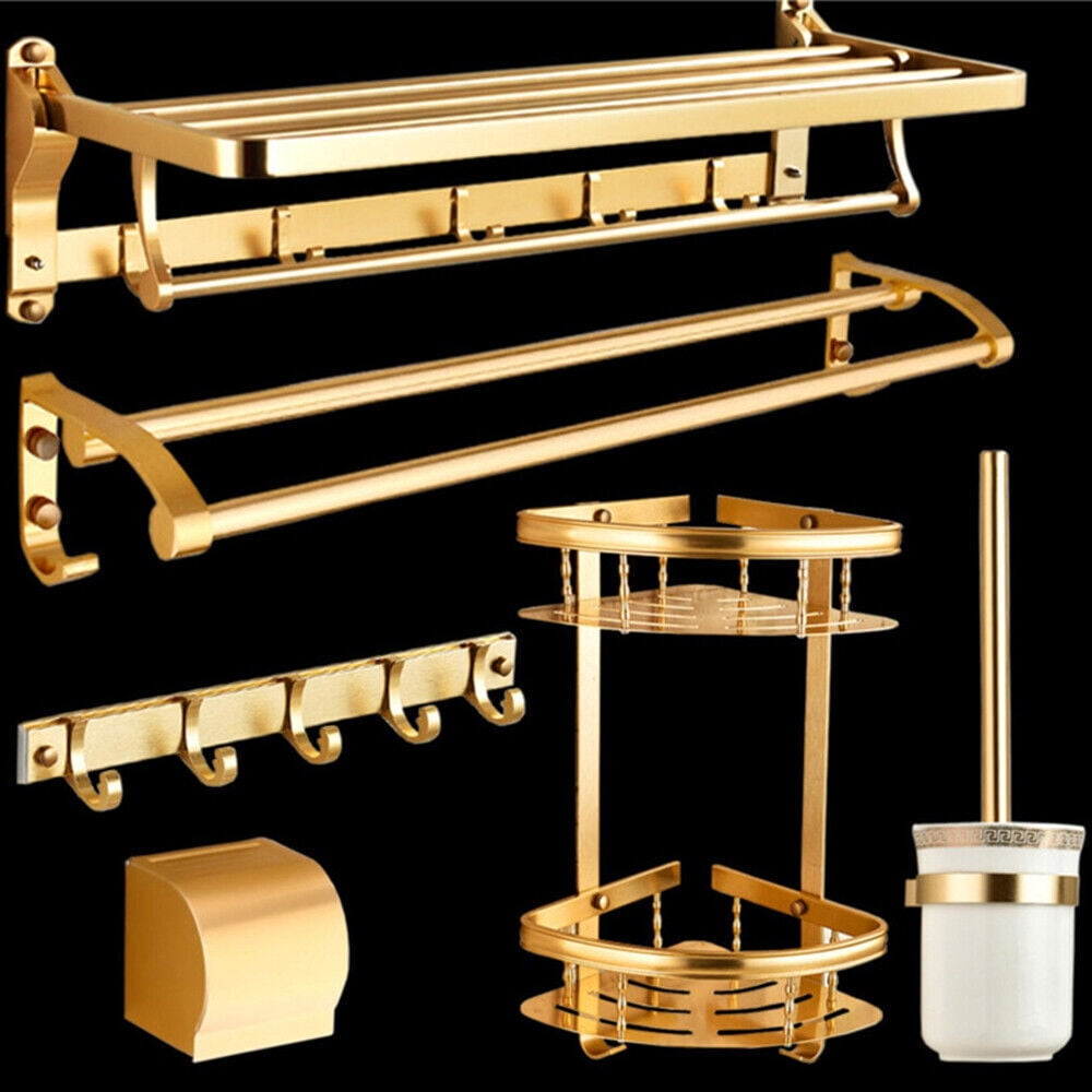Gold Wall-Mounted Bathroom Hardware Accessories Set