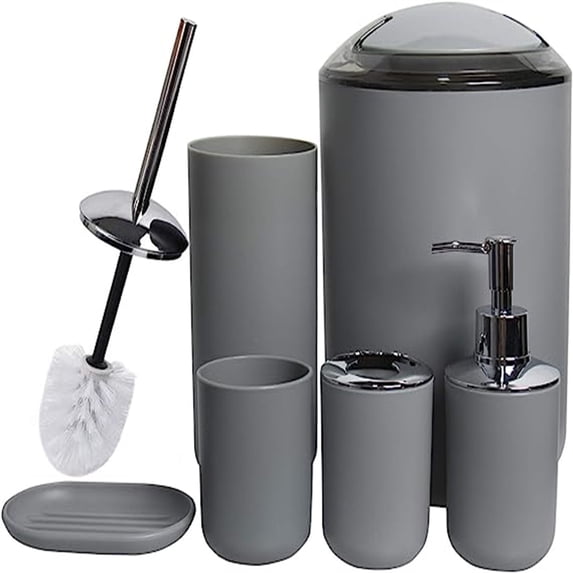 Bathroom Accessories Set Grey - 7.87x7.87