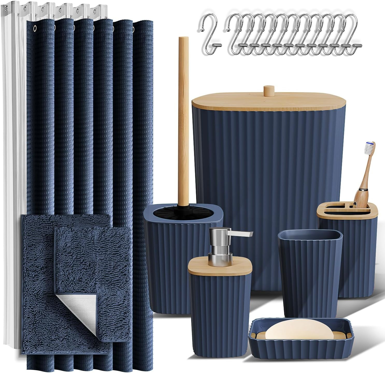 Bathroom Accessories Set - Navy Bathroom Set, Bathroom Sets with Shower ...