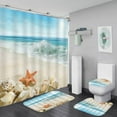 thumbnail image 1 of Bathroom Accessories Set Ocean Theme Shower Curtain Bath Mat Toilet Cover U Shape Pad Durable for Home Hotel Gifts, 1 of 4