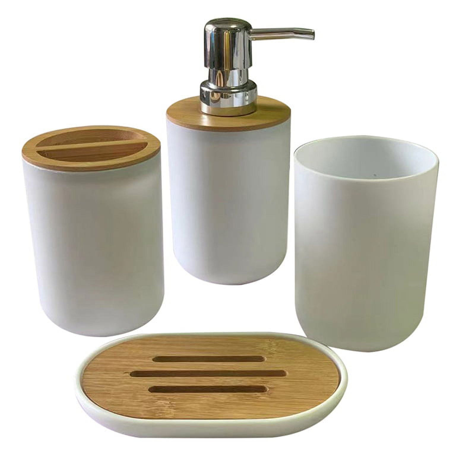 Bathroom Accessories Set Soap Dispenser Bottle Dish Suit White ...