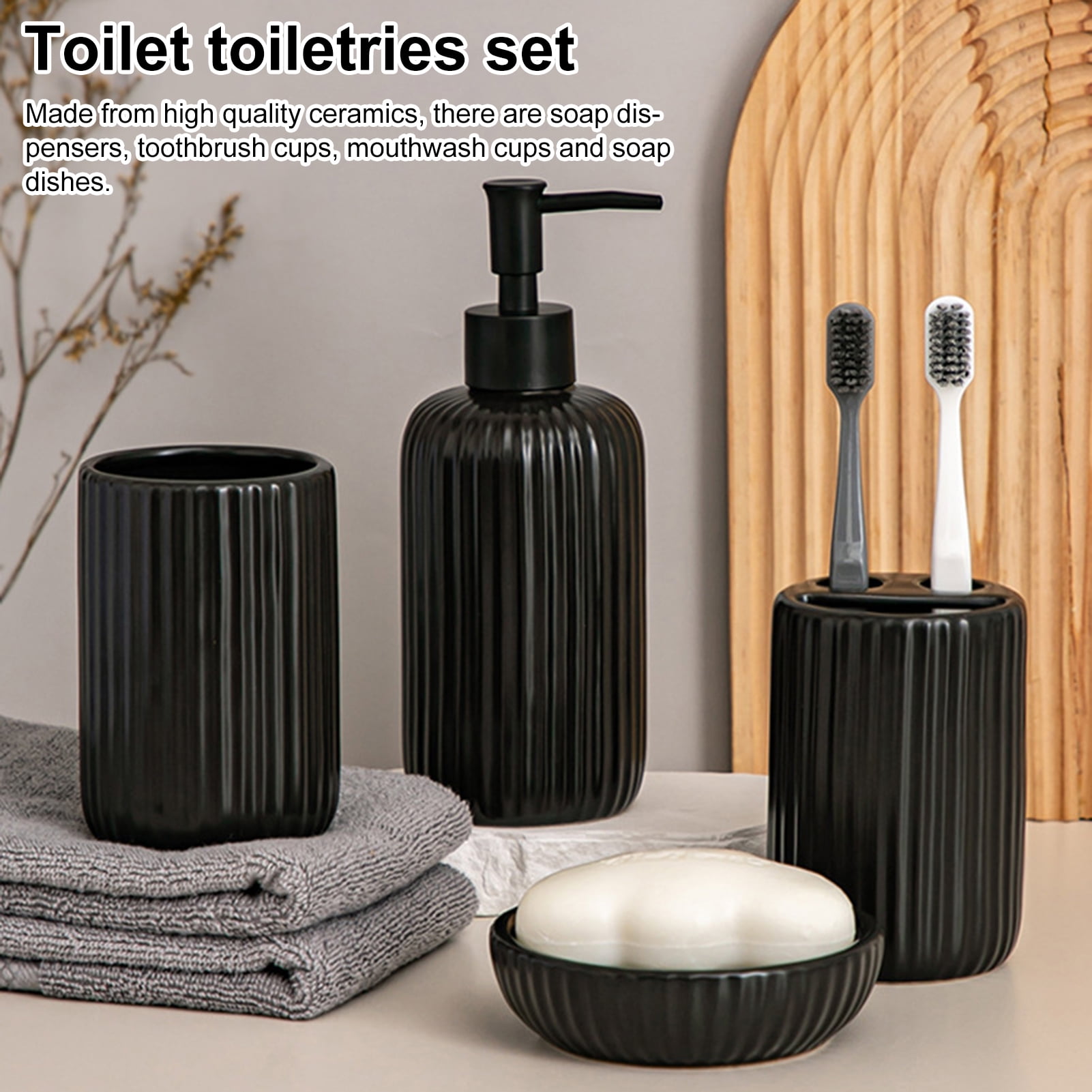 Bathroom Accessories Set Soap Dispenser Bottle Toothbrush Holder Soap ...
