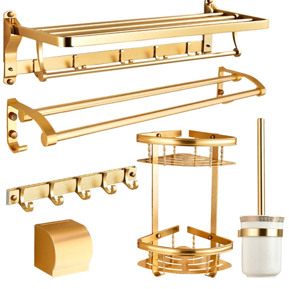 Gold Wall-Mounted Bathroom Hardware Accessories Set