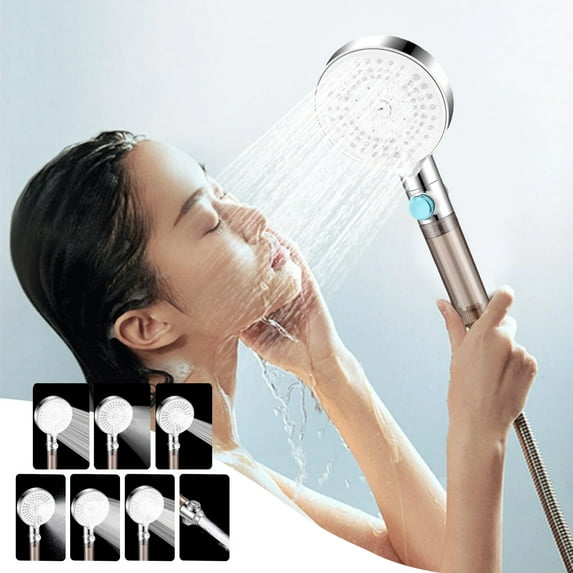 Bathroom Accessories - Showerhead - Turbo Shower Head Home Bath Shower Nozzle Water Heater Filter Shower ,7 Bathing Modes, One Pressurised Water Stop Function Shower Head.