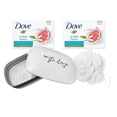 thumbnail image 1 of Bathroom Accessories Soap Dish Set -  Leak-Proof Travel Case, Plastic Containers With Lids, Affirmation  'Be the Change' with Loofah 2 Pack Dove Fresh Restore Soap, 1 of 7