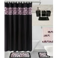 thumbnail image 1 of Bathroom Accessories and matching Rug Mat Shower Curtain 2 Rugs-Mats Non Slip, 1 Fabric Shower Curtain, 12 Fabric Rings, 4pc Ceramic Accesories Various Colors For Home Decor Mosaic Black, 1 of 3