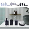 thumbnail image 1 of Bathroom Accessory Set 4 Piece Plastic | Soap Dispenser Pump + Toothbrush Holder + Tumbler Cup + Soap Tray | Modern White Gray | Durable Odorless Material | 16x16x16cm | Countertop Decor, 1 of 6