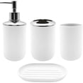 thumbnail image 1 of Bathroom Accessory Set, 4 pcs Shatter-Resistant Resin Bathroom Accessories Set Include Lotion Soap Dispenser Toothbrush Holder Soap Dish Modern Bathroom Decor, Gift for Home (Beige 4pcs), 1 of 7