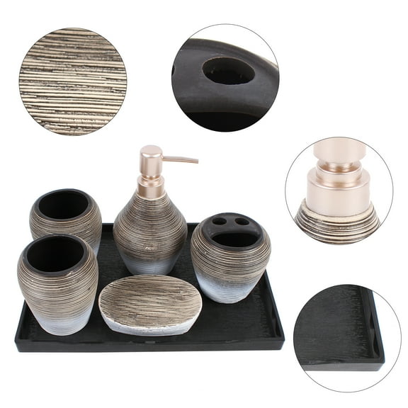 Bathroom Accessory Set, 5 Pieces Bathroom Accessories with 1 Tray, Great for Bathrooms, Washrooms, Hotels, Dormitories, Beauty Salons, or Other Places