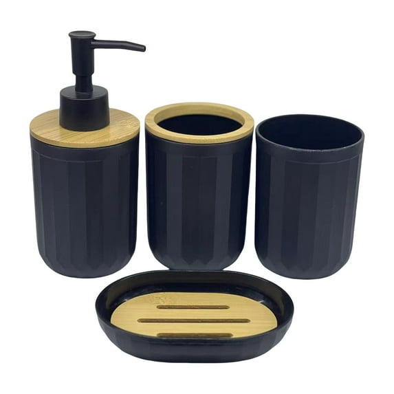 Bathroom Accessory Set, Bathroom Soap Dispenser Set, include Lotion Soap Dispenser, toothbrush Holder ,Soap Dish,Tumbler, Organize Base Tray,Modern Bathroom Decor, Gift for Home