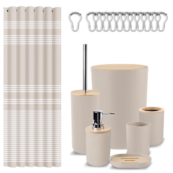 Bathroom Accessory Set Beige 19-Piece Boho Bathroom Decor Kit