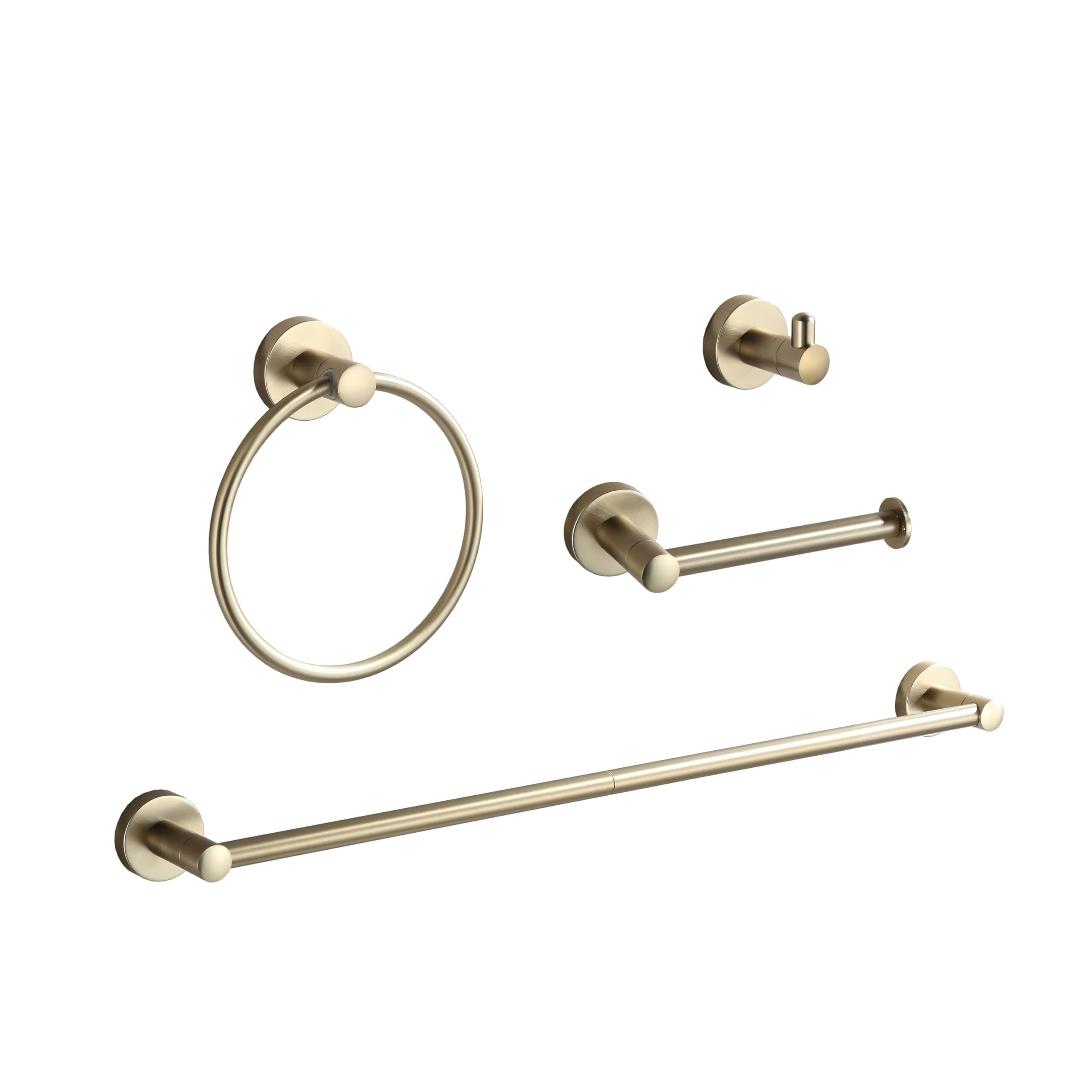 Bathroom Accessory Set Brushed Nickel 4-Pieces Bathroom Towel Rack 24 ...