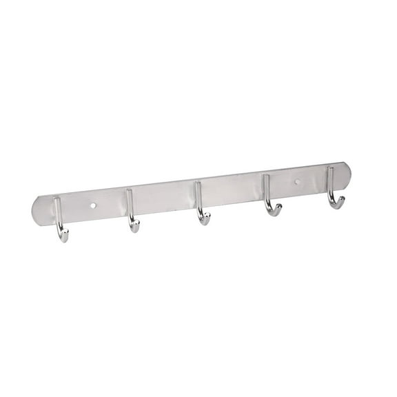 Unique Bargains Bathroom Aluminium Alloy Wall Mounted 5 Hooks Towel Bag Racks