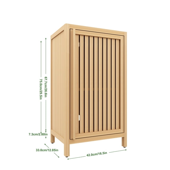 Natural Bamboo Storage Cabinet, Freestanding Bathroom & Kitchen Organizer 16.54"W X 12.99"D X 29.53"H Five