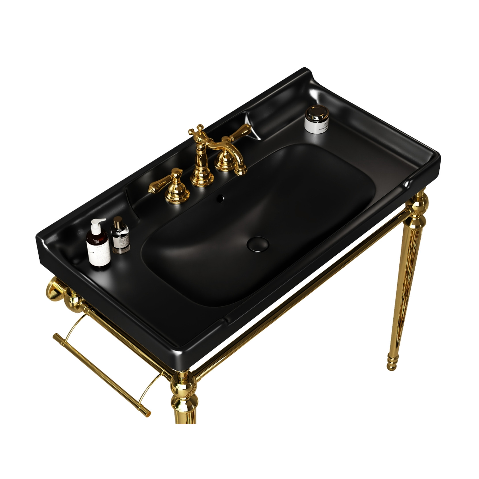 Bathroom Basin 36-inch Black Ceramic Combining Retro Charm and Modern ...