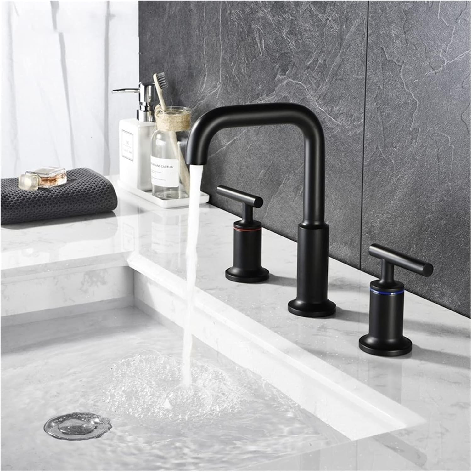 Bathroom Basin Faucet 8 inch Widespread Lavatory Mixer Tap Brass Three ...