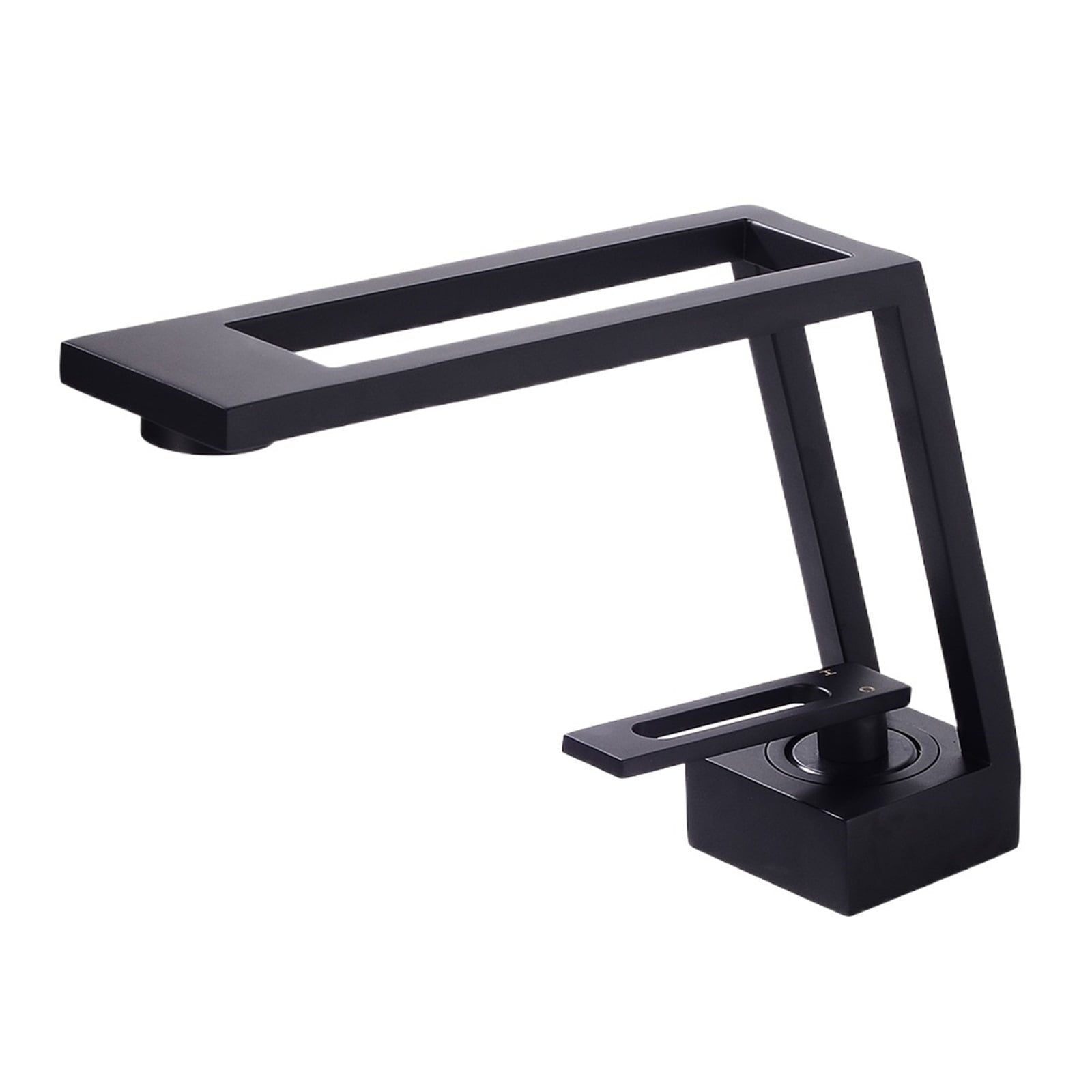 Bathroom Basin Faucet Cold & Hot Water Mixer Sink Tap, Single Handle Deck Mounted Black Tap