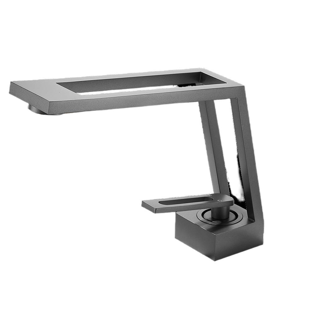 Bathroom Basin Faucet Cold & Hot Water Mixer Sink Tap, Single Handle Deck Mounted Black Tap
