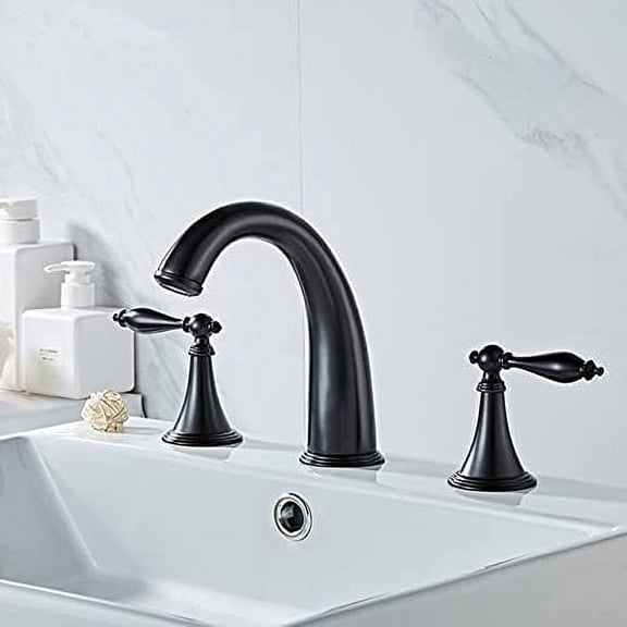 Bathroom Basin Faucet Dual Handles Mixer Chrome Deck Bathtub Mixer Tap Three Hole Widespread Faucet Set Water Tap