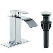 Bathroom Basin Faucet Vanity Sink Waterfall Mixer Tap Lavatory Tap &Drain Chrome