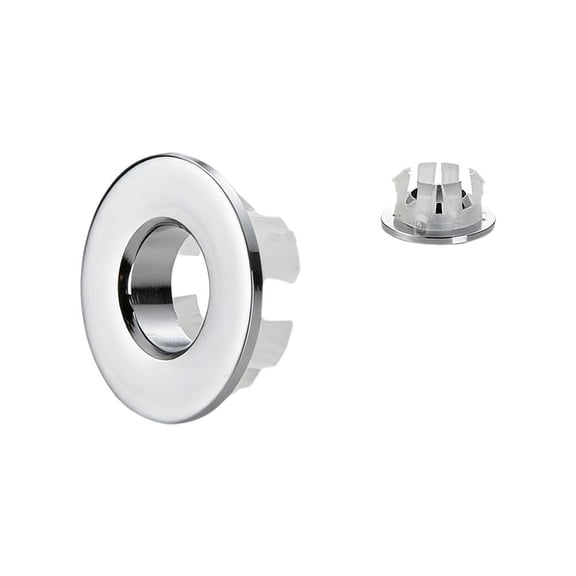 Bathroom Basin Sink Overflow Cover, Round Hole Design, Rings Sink Overflow Round Basin Trim Drain Cover Remplacement for Kitchen Bathroom Basi-n Vanity Sinks Silver