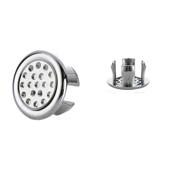 Bathroom Basin Sink Overflow Cover, Round Hole Design, Rings Sink Overflow Round Basin Trim Drain * Cover Remplacement for Kitchen Bathroom Basi-n Vanity Sinks Silver