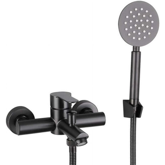 Bathroom Bath Taps Wall Mounted Black Stainless Steel Bathroom Shower Faucet Hot and Cold Sink Tap for Bathroom