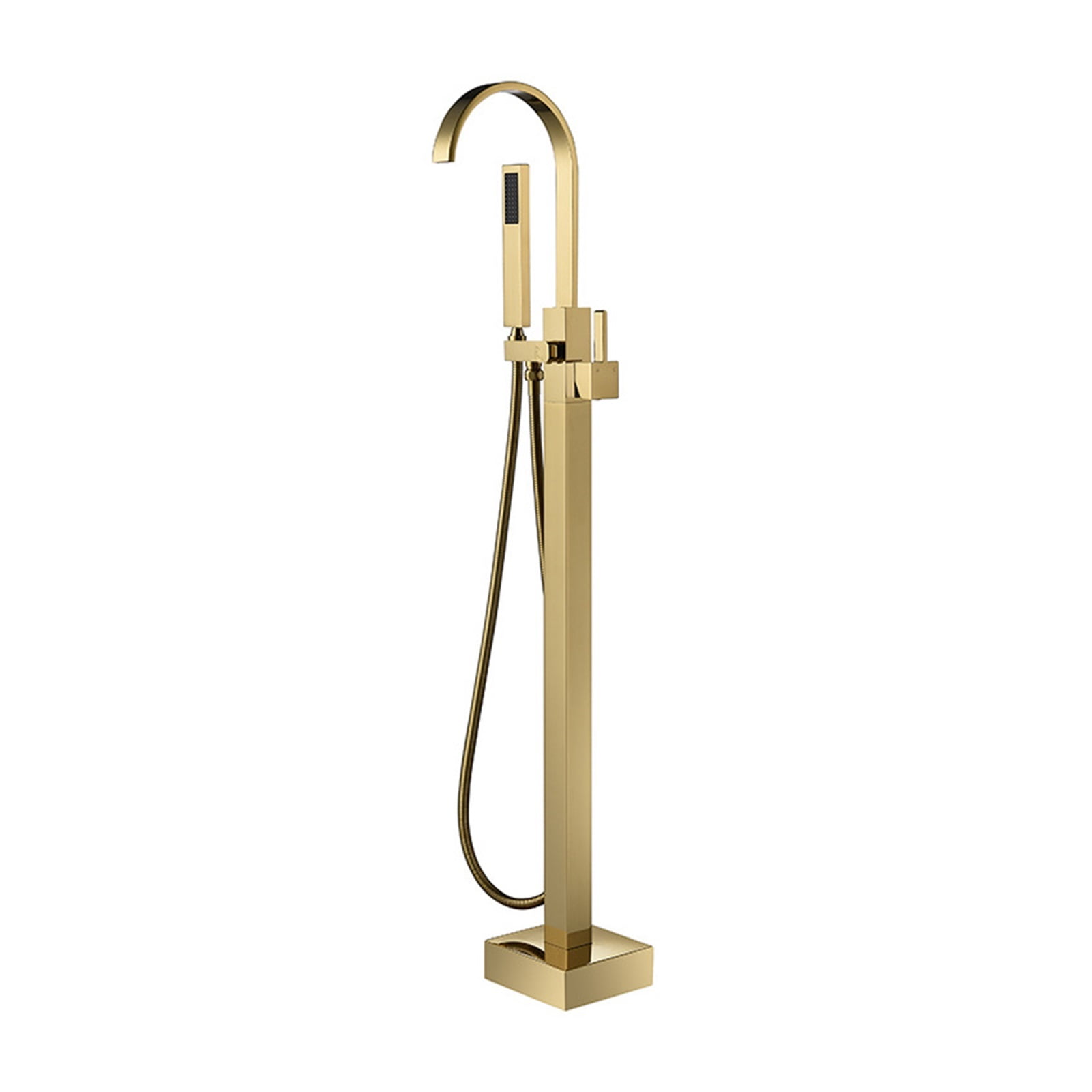 Bathroom Bathtub Faucet + Handheld Shower Free Standing Brushed Gold Luxury BathTub Mixer Taps ...