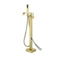 Bathroom Bathtub Faucet + Handheld Shower Free Standing Brushed Gold