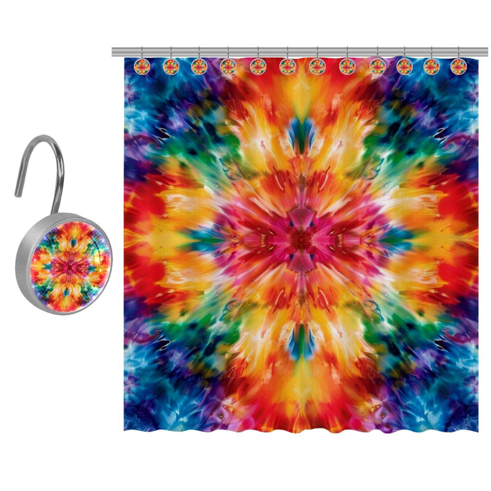 Bathroom Bathtub Shower Curtain, Rainbow Colorful Tie Dye, Modern Art