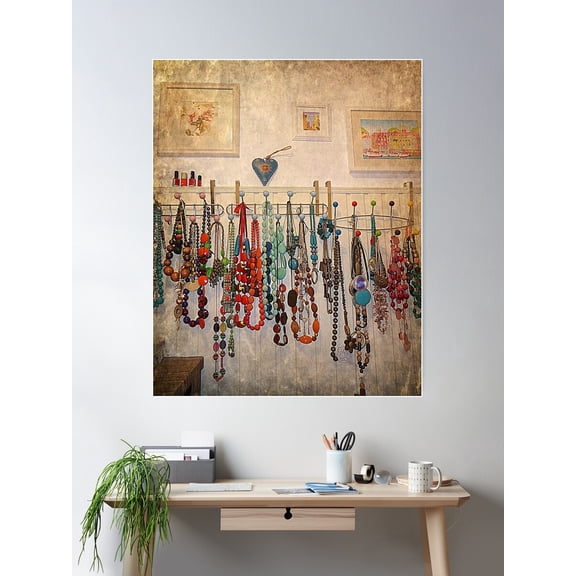 Bathroom Beads Poster Wall Art, Modern Wall Decor For Living Room Bedroom, 8x12 UNFRAMED