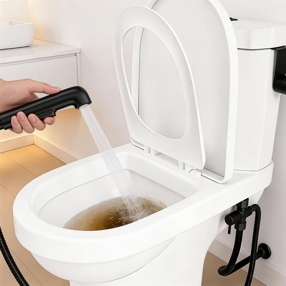 Bathroom Bidet Sprayer Attachment with Stainless Steel Hose, Shut Off Valve Toilet Sprayer Kit