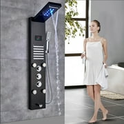 Bathroom Black Shower Panel LED Shower Massage Spa with Temperature Display