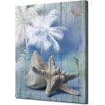 thumbnail image 1 of Bathroom Blue Ocean Picture Nursery Canvas Wall Art Palm Tree Coastal Conch Seashell Painting Starfish Modern Artwork Framed for Bedroom Living Room Home Office Wall Decor 12"x16", 1 of 6