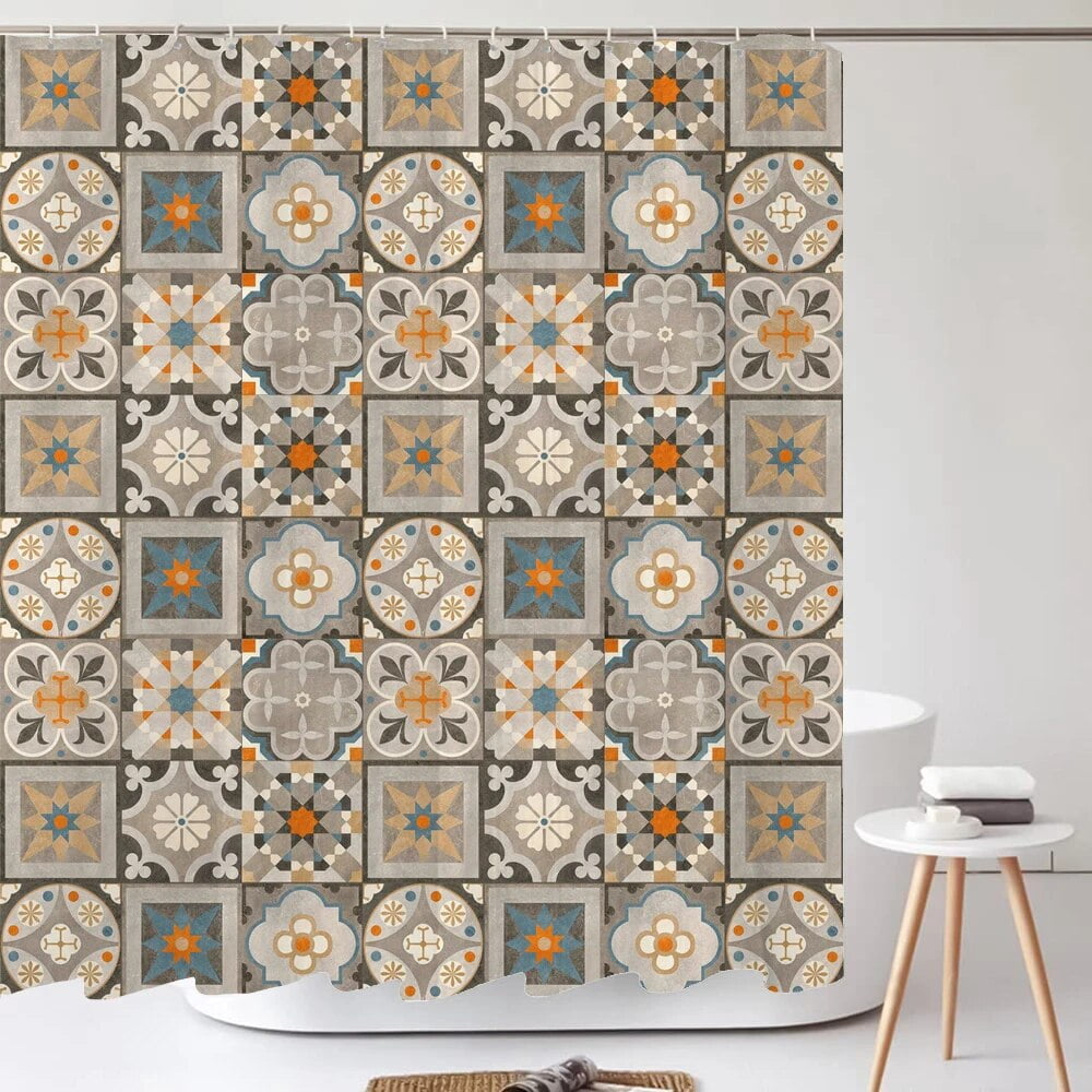 Bathroom Bohemian Shower Curtain Printed Fabric Minimalist Art Boho ...