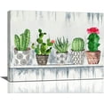 thumbnail image 1 of Bathroom Botanical Plant Wall Art Country Green Cactus Canvas Prints Painting Farmhouse Bathroom Decor Pictures Framed Boho Artwork Office Home Decorations for Bedroom Bathroom Living Dining Room, 1 of 6